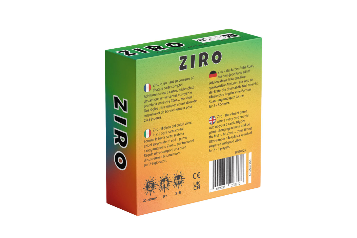 Ziro – Jeu de cartes familial rapide et amusant (2 à 8 joueurs)