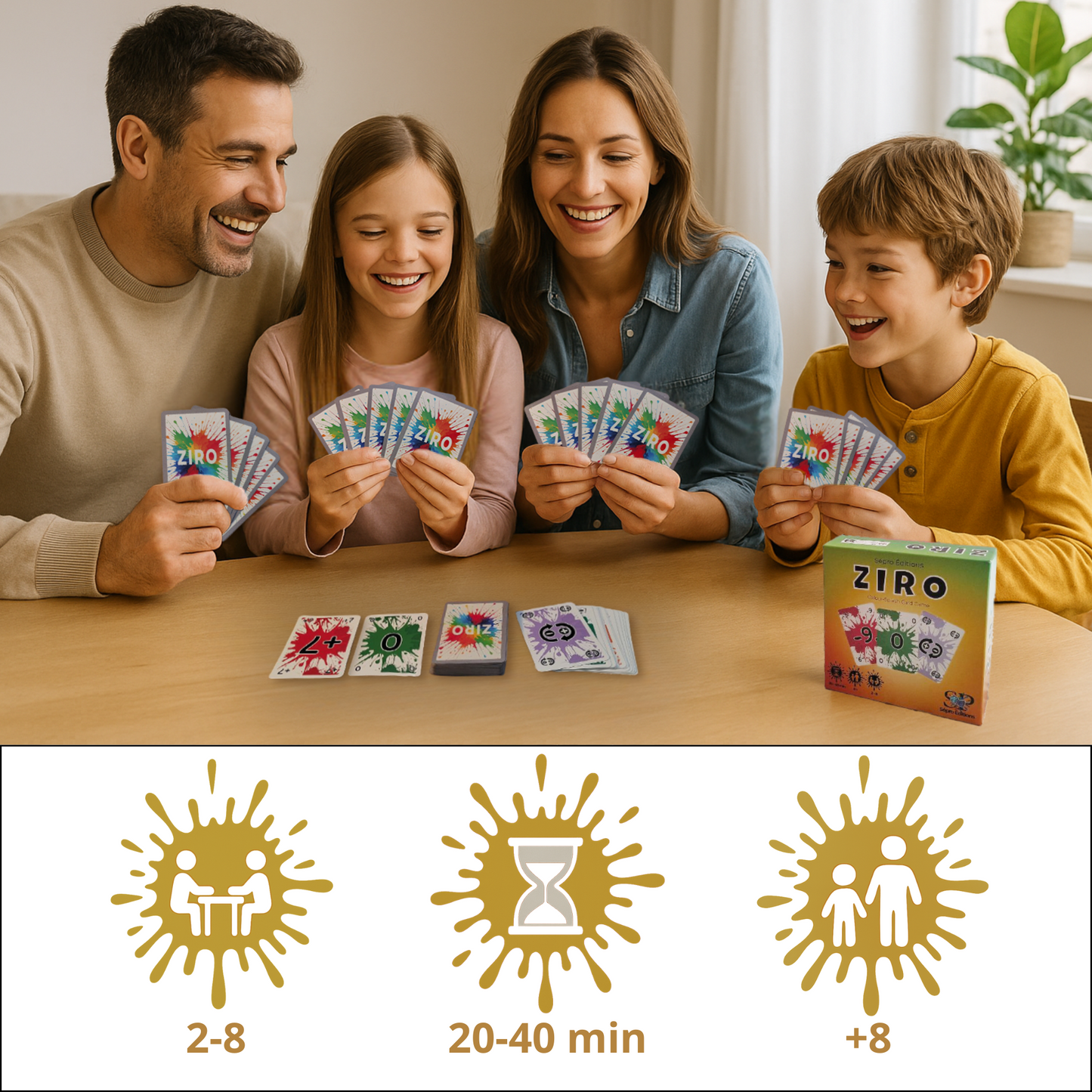 Ziro – Jeu de cartes familial rapide et amusant (2 à 8 joueurs)